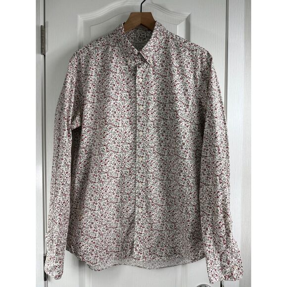 J Crew Men's Slim Button Down Shirt Secret Wash Shirting L/S Floral Print Size L - Picture 1 of 12